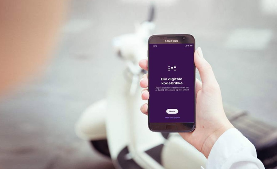 Mobil med bankID-app på skjermen - illustrasjon for BankID-app