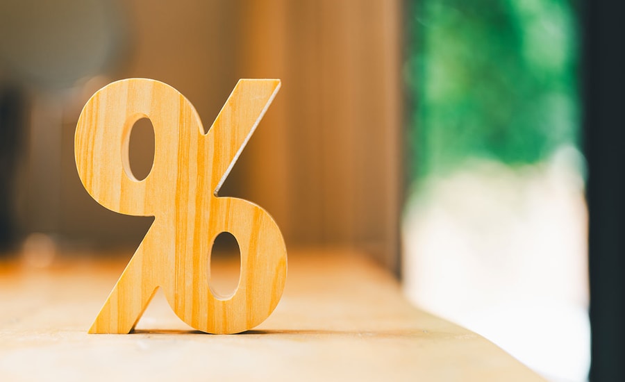 Prosenttegn i tre, til illustrasjon for renteendring