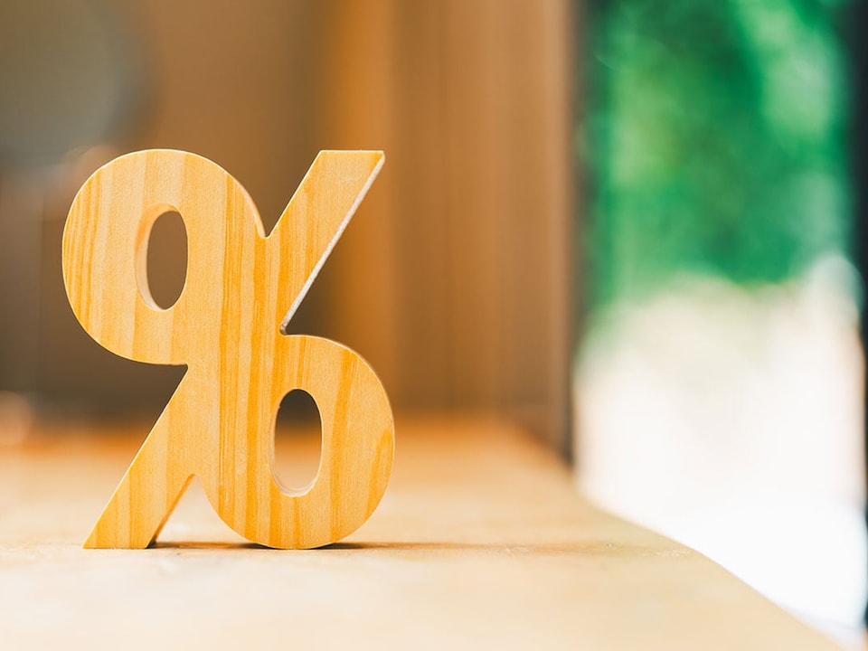 Prosent.tegn som illustrasjon for styringsrente