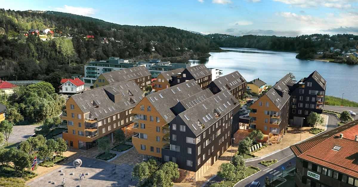 Heggedal Torg, til illustrasjon for eiendomsfinansiering