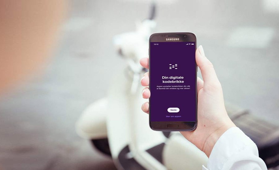 Mobil med bankID-app på skjermen - illustrasjon for BankID-app