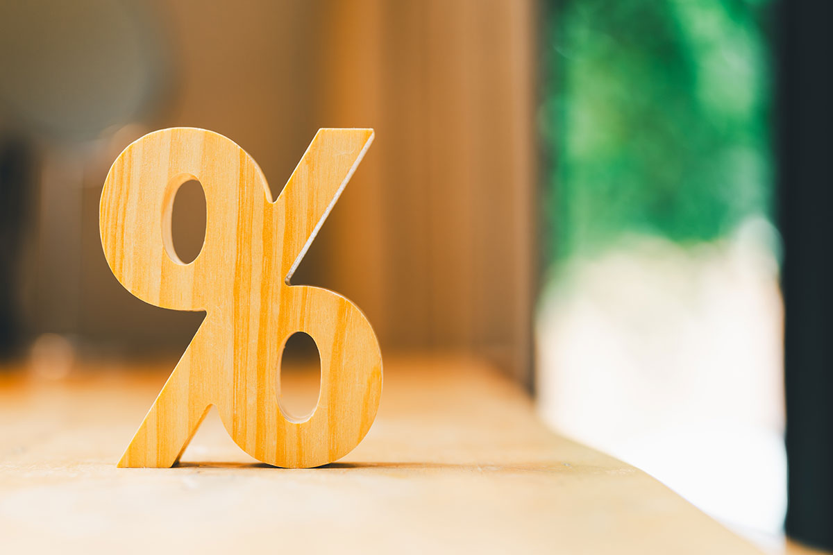 Prosenttegn i tre, til illustrasjon for renteendring