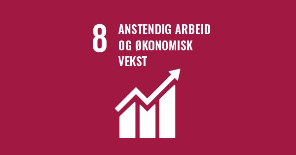 FNs mål 8 på anstendig arbeid og økonomisk vekst, til illustrasjon for grønn bank